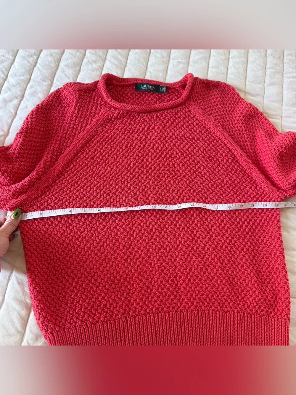 Ralph Lauren minimalist vibrant red textured knit sweater in XL preppy classic
